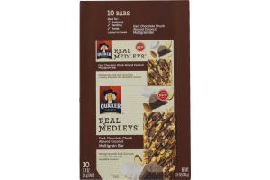 Quaker Real Medleys Multigrain Bar Dark Chocolate Chunk Almond Coconut - 10 CT