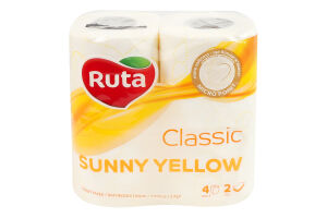 Папір туалетний 2-х шаровий Sunny yellow Classic Ruta 4шт