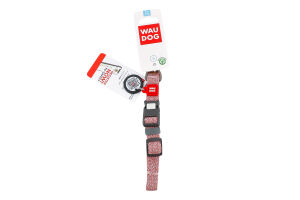 Нашийник з QR паспортом коричневий відновлена бавовна пластикова пряжка 15мм L25-35см 02866 ВауДог Ре-коттон