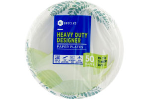 SE Grocers Paper Plates 10 1/16" Dinner Size Heavy Duty Designer - 50 CT