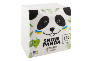 Салфетки бумажные столовые однослойные 33х33см Snow Panda 100шт