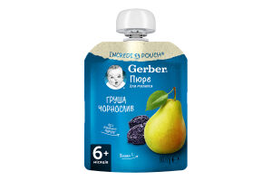 Пюре фруктовое для детей от 6мес пастеризованное витаминизированное Груша-чернослив Gerber д/п 90г