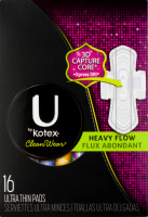 U By Kotex Clean Wear Ultra Thin Pads Heavy Flow - 16 CT