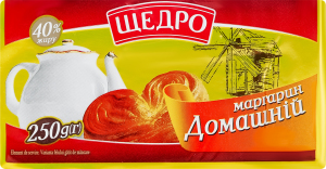 Маргарин 40% столовый Домашний Щедро м/у 250г