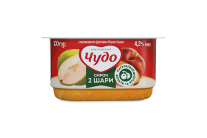 Сирок 4.2% збитий з наповнювачем фруктовим двошаровий Персик-груша Чудо ст 100г