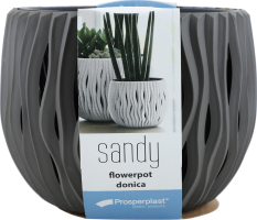 Горщик д/квітів PP 15 см SANDY темно-сірий DSK150-405UF И569 (Польща)