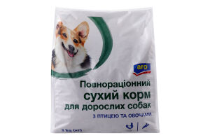 Корм сухий повнораціонний для дорослих собак З птицею та овочами Aro м/у 3кг