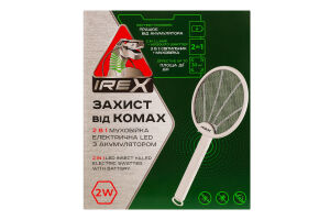 Мухобійка д/знищення комах LED електрична з акамулятором 2Вт Irex