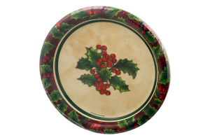 Smart Living Holiday Plates Boughs Of Holly - 8 CT