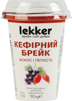 Напій кефірний 1.5% з фруктовим наповнювачем Чорна смородина-шипшина Фокус і легкість Кефірний брейк Lekker ст 180г