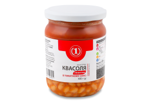 Квасоля Пікантна в томатному соусі 480г скло ТМ "1"