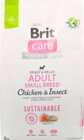Корм д/дорослих собак малих порід Састейнебл з куркою з комахами сухий 3кг Бріт Кеа