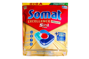 Средство для мытья посуды в посудомоечных машинах в капсулах 5in1 Excellence Premium Somat 54шт