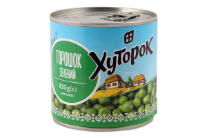Горошок зелений 420г ж/б Хуторок