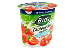Йогурт 3.1% органічний безлактозний з полуницею Bios ст 125г