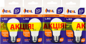 Лампа світлодіодна 10W 800lm E27 4100К A60 №А60Е2710ENLN ENL 4шт