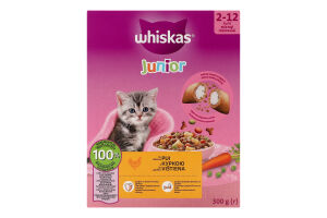 Корм сухий повнораціонний для кошенят з куркою Junior Whiskas к/у 300г