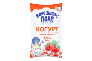 Йогурт з наповнювачем з смаком Полуниця 1,5% 900г п/е Волошкове поле