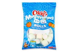 Маршмеллоу Okki 140 г Rolls зі смаком персика