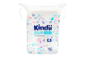 Диски ватні дитячі Пур квадратні 60шт Кіндіі