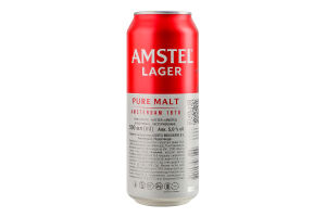 Пиво 500мл 5% светлое фильтрованное пастеризованное Amstel ж/б