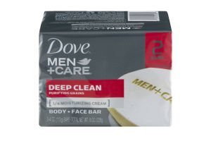 Dove Men+Care Body and Face Bar Soap Deep Clean - 2 CT