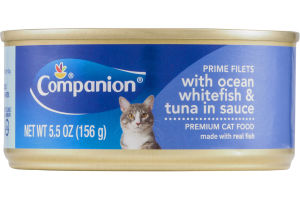 Companion Premium Cat Food Prime Filets with Ocean Whitefish & Tuna in Sauce 5.5 OZ
