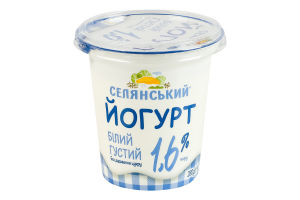 Йогурт 1.6% густой без добавления сахара Белый Селянський ст 280г