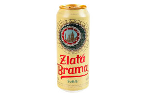 Пиво 0.5л 5% світле пастеризоване Zlata Brama з/б