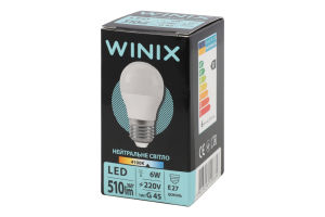 Лампа нейтральне світло G45 6W E27 4100K LED Winix 1шт
