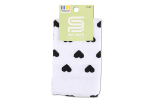 Гольфи підліткові Premier socks дрібні сердечки р.23-25 білі арт.5318