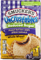 Smucker's Reduced Sugar Uncrustables Spread Sandwiches Peanut Butter & Grape - 4 CT