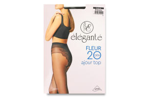 Колготки жіночі Elegante Fleur Ajour top 20den 3 nero