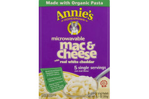 Annie's Homegrown Microwavable Mac & Cheese With Real White Cheddar - 5 CT