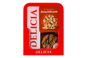 Печенье сдобное с арахисом и декором Альпийское Delicia лоток 200г