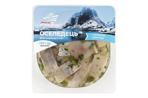 Оселедець філе-шматочки з зеленою цибулею Fish Port лоток 0.17кг