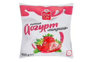 Йогурт 1.4% питний з наповнювачем фруктовим пастеризованим Полуниця Fine Life м/у 400г