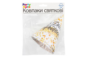 Ковпак З Днем народження Зорепад 6шт Паті Хата