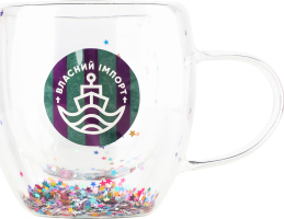 Склянка д/напоїв Святкова з блискіт подв дно 250мл