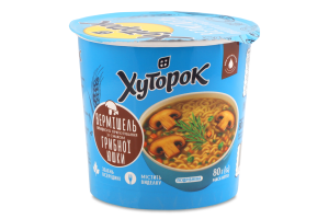 Вермішель швидкого приготування з смаком грибної юшки не гостра 80г стакан Хуторок