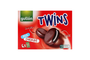 Печенье с какао с начинкой покрытое молочным шоколадом Twins Gullon к/у 6х42г