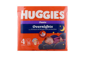 Трусики-підгузники для дітей 9-14кг 4 Overnights Pants Huggies 26шт
