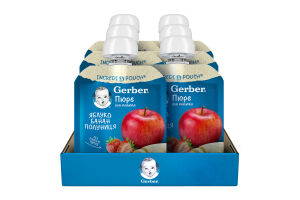 Пюре фруктовое для детей от 6мес пастеризованное витаминизированное Яблоко-банан-клубника Gerber д/п 90г