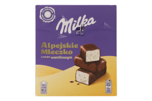 Цукерки глазуровані молочним шоколадом зі збивним корпусом зі смаком ванілі Alpejskie mleczko Milka к/у 330г