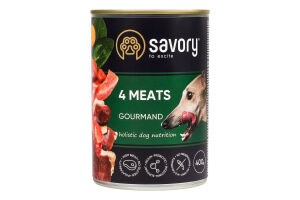 Корм консервированный 4 meats Gourmand Savory ж/б 400г