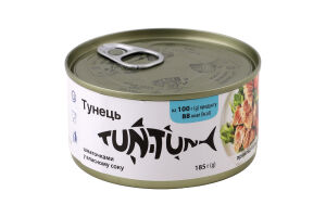 Тунець шматочками у власному соку Tun-Tun з/б 185г