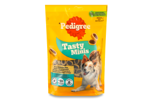 Корм сухий додатковий для дорослих собак З яловичиною та сиром Tasty minis Pedigree д/п 140г