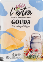 Сир 50% твердий нарізка Гауда Український прованс L'extra лоток 0.15кг