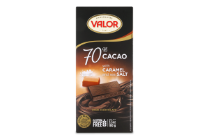 Шоколад 70% чорний з карамеллю та сіллю Valor к/у 100г