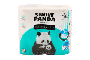 Папір туалетний 3-х шаровий Sensitive Extra Care Snow Panda 4шт